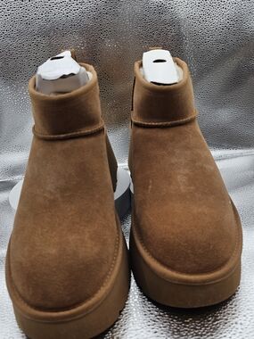 UGG Classic Ultra Mini Platform Boots Chestnut Suede Shearling Lined NWT W SZ 11
